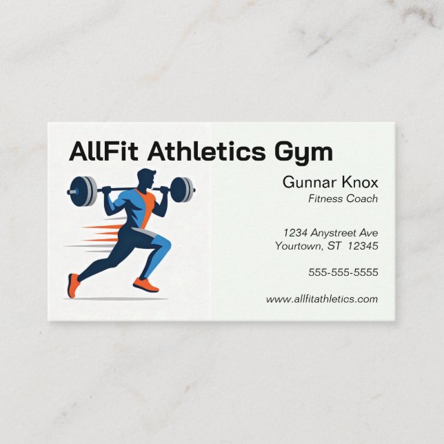 Weight Lifter Personal Trainer Fitness Coach Business Card (Front)