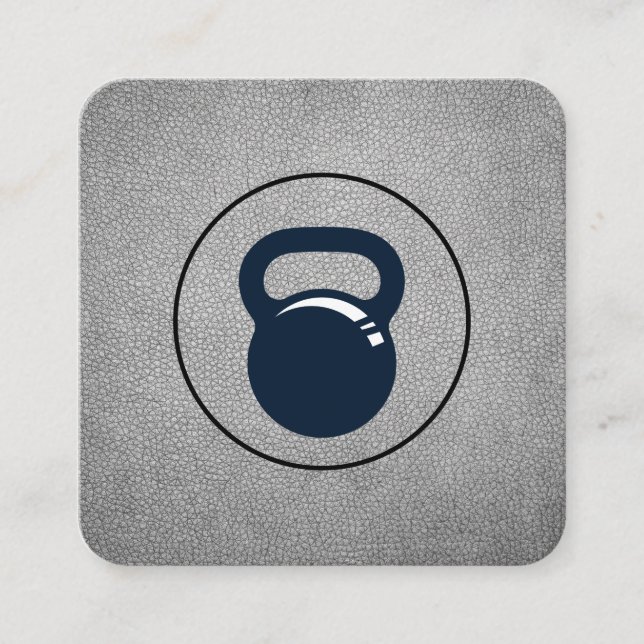 Weight Lifter Personal Trainer Kettle Bell Square Business Card (Front)