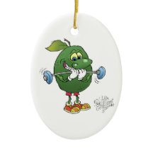 Weight lifting Avocado, on a decoration.