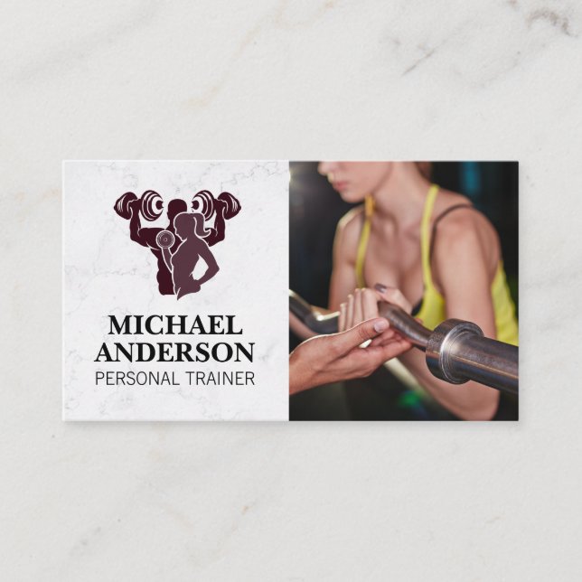 Weight Lifting Fitness | Personal Trainer Business Card (Front)