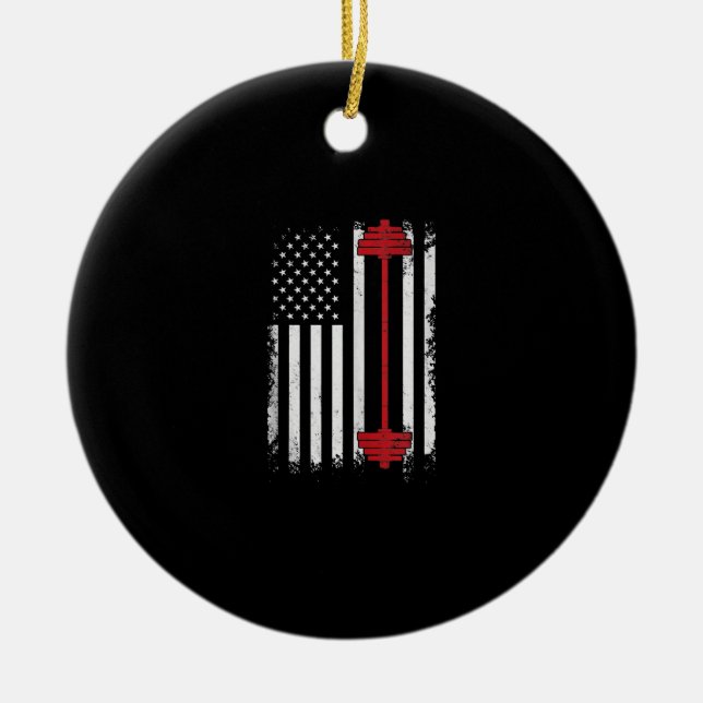 Weight Lifting Flat Gifts Workout, Gym Lover Ceramic Tree Decoration (Front)