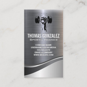 Weight Lifting Metallic Background Appointment Card