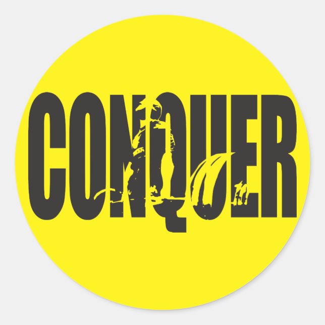 Weight Lifting Motivation - CONQUER Classic Round Sticker (Front)
