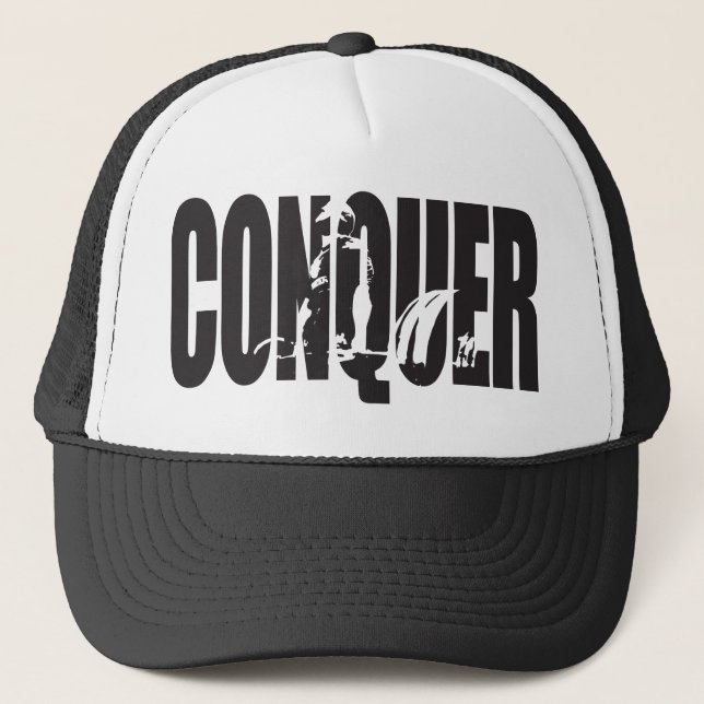 Weight Lifting Motivation - CONQUER Trucker Hat (Front)