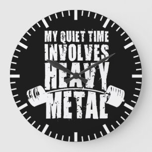 "Weight lifting" Motivation - Heavy Metal Large Clock