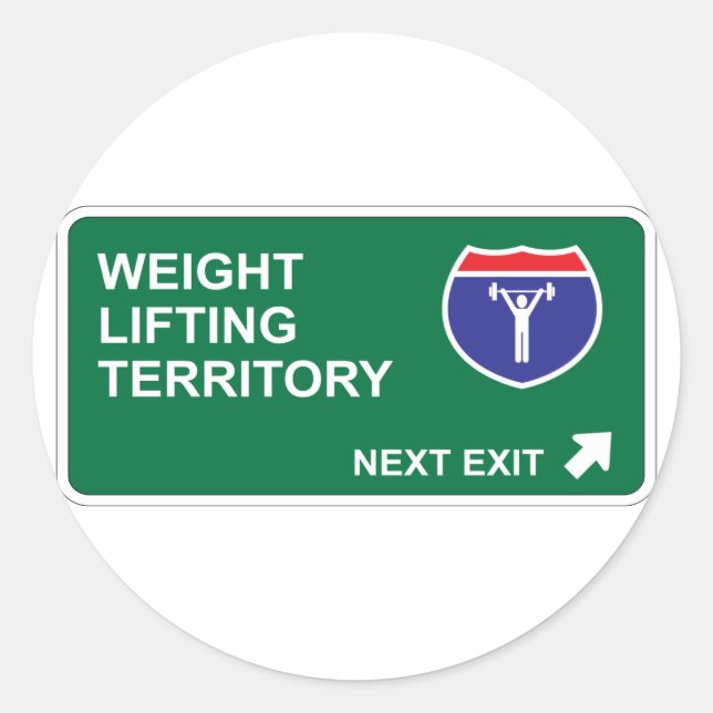 Weight Lifting Next Exit Classic Round Sticker (Front)