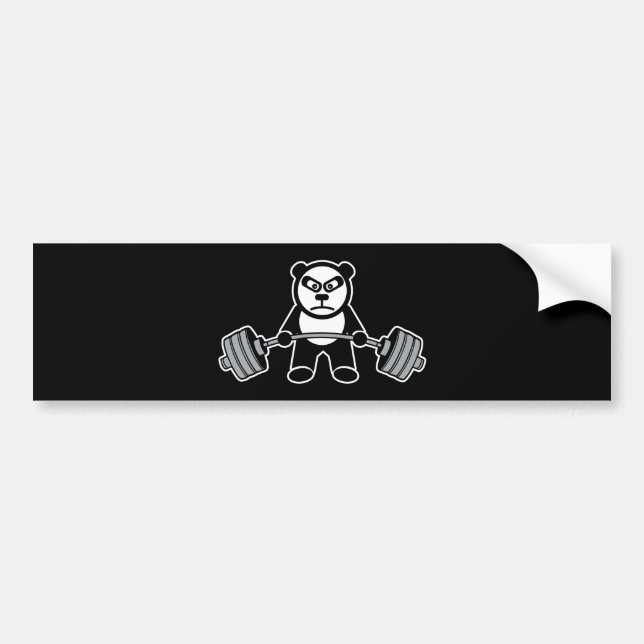 Weight Lifting Panda Bear Anime Cartoon - Workout Bumper Sticker (Front)