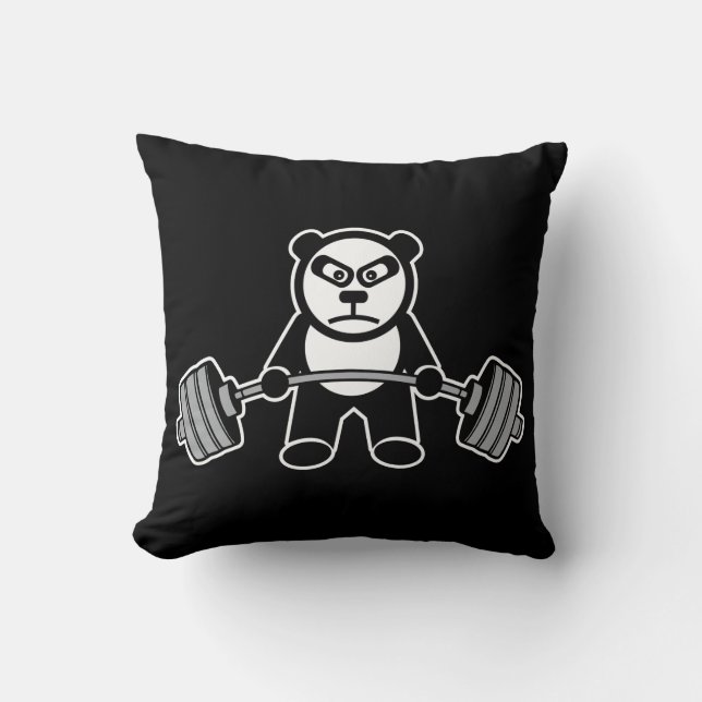 Weight Lifting Panda Bear Anime Cartoon - Workout Cushion (Front)