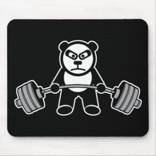 Weight Lifting Panda Bear Anime Cartoon - Workout Mouse Mat