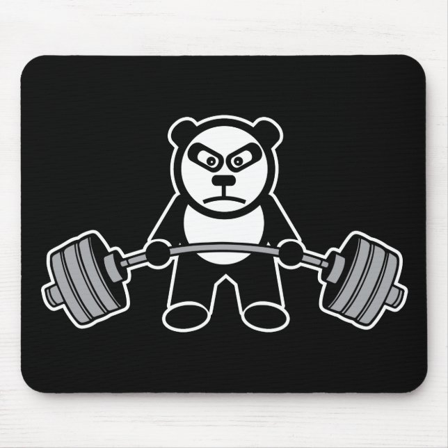 Weight Lifting Panda Bear Anime Cartoon - Workout Mouse Mat (Front)