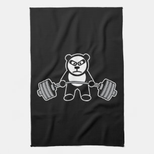 Weight Lifting Panda Bear Anime Cartoon - Workout Tea Towel