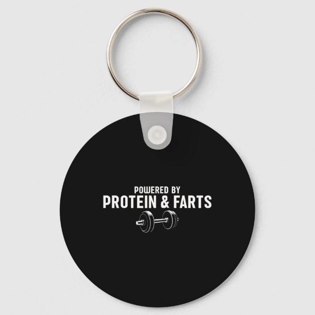 Weight Lifting Powered By Protein And Farts  Key Ring (Front)