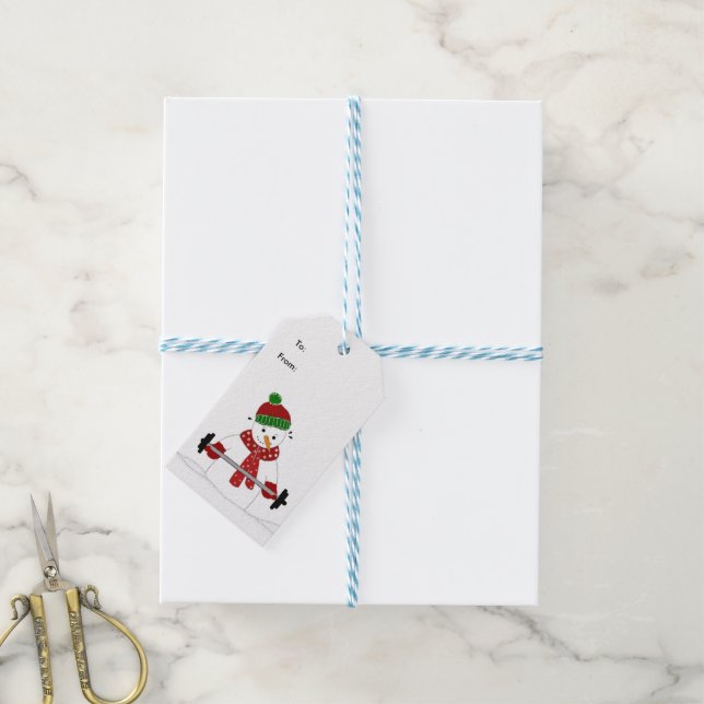 Weight Lifting Snowman Gift Tags (With Twine)