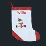 Weight Lifting Snowman Small Christmas Stocking<br><div class="desc">A cute snowman in his winter accessories lifting weights. Great for those tough guys! Add name as desired.</div>