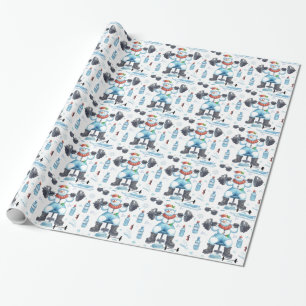 Weight Lifting Snowman Staying Fit Wrapping Paper