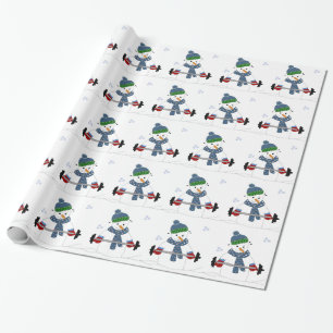 Weight Lifting Snowman Wrapping Paper