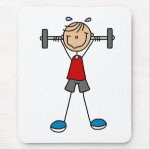 Weight Lifting Stick Figure Mouse Mat