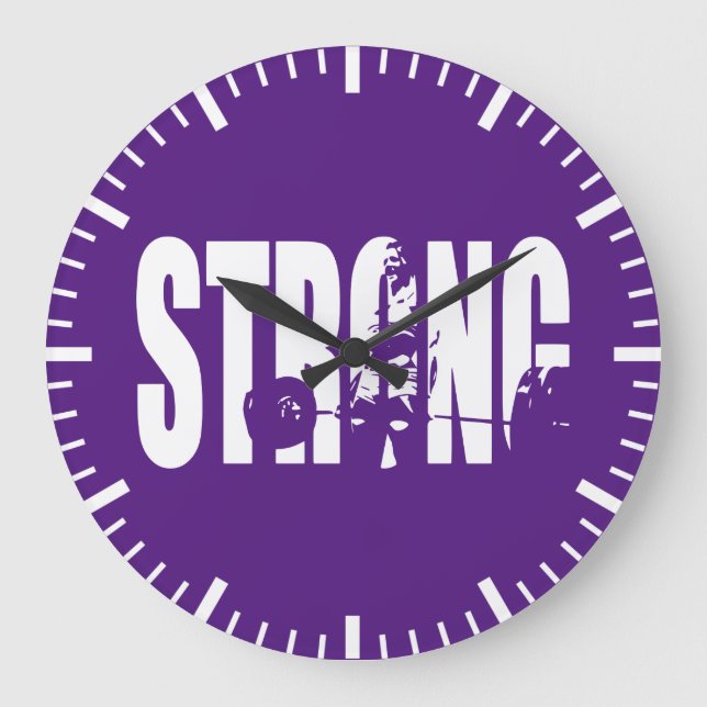 "Weight Lifting" Women's Motivation -  STRONG Large Clock (Front)