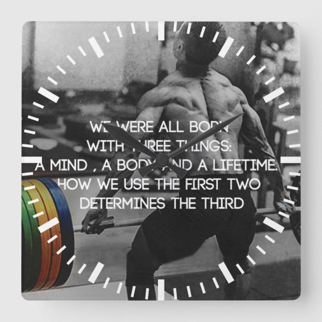 "Weight lifting" Workout Motivational Square Wall Clock (Front)