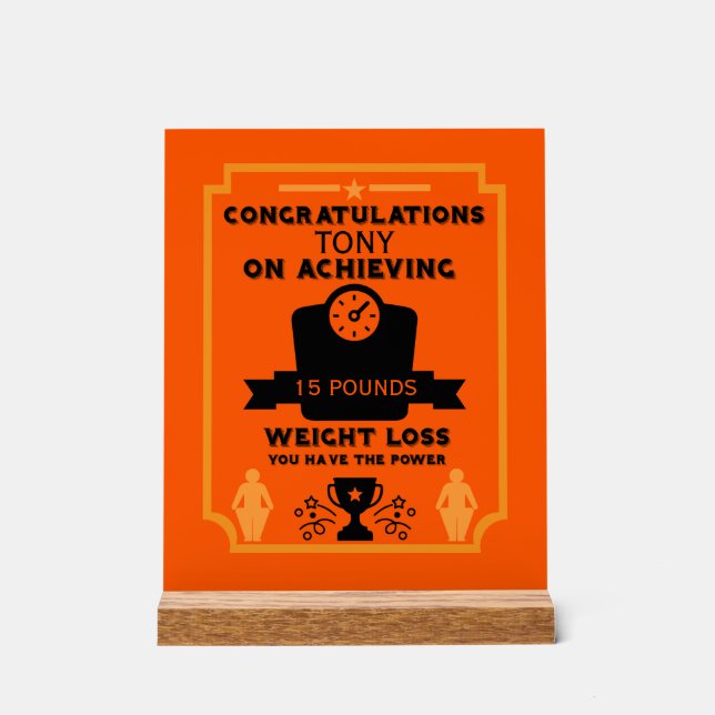 Weight Loss Congratulation Acrylic Sign (Front)
