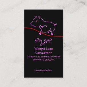 Weight Loss Consultant - Cute Piggy Logo in Pink Business Card