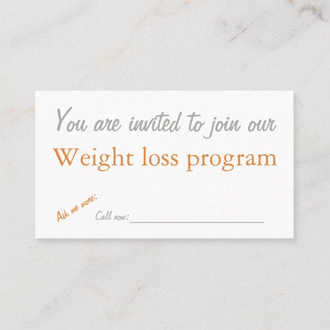 Weight loss program business card (Front)