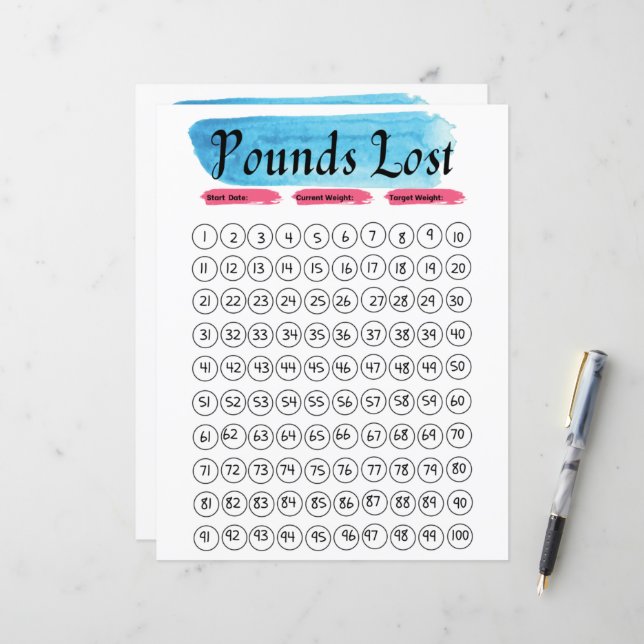 Weight loss tracker journal 100 lbs / kg (Front/Back In Situ)