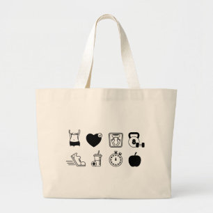 Weight Loss, Workout, Icons Large Tote Bag