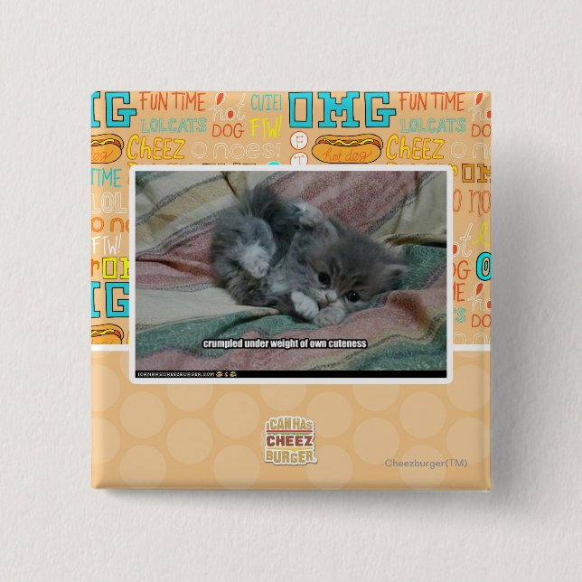 Weight of own cuteness 15 cm square badge (Front)