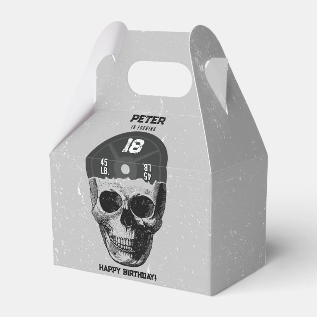 Weight Plate Skull Training Bodybuilding Birthday Favour Box (Front Side)