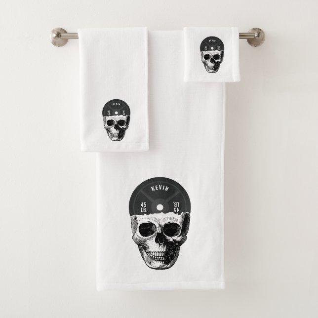 Weight Plate Skull Training Fitness Bodybuilding  Bath Towel Set (Insitu)