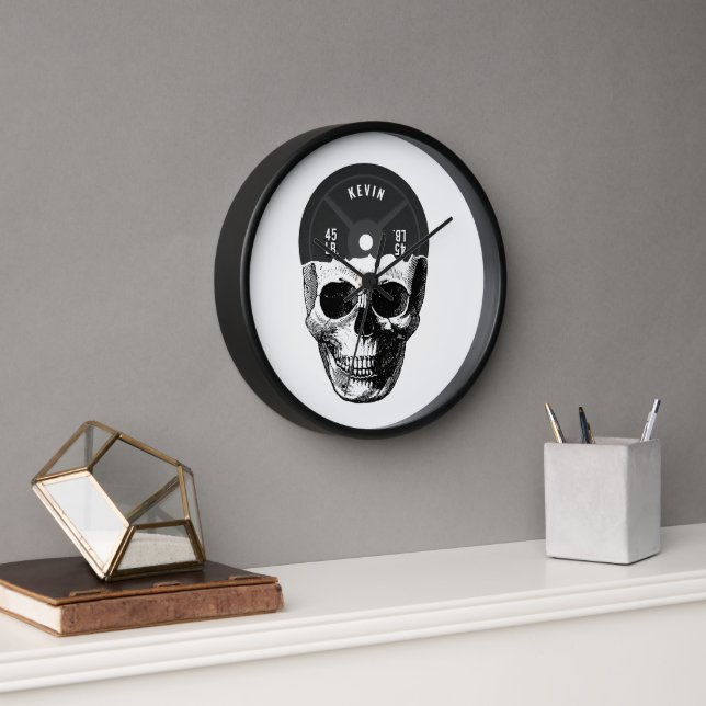 Weight Plate Skull Training Fitness Bodybuilding  Clock (Office)