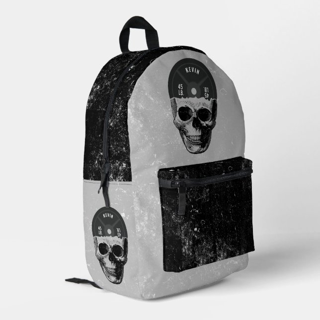 Weight Plate Skull Training Fitness Bodybuilding  Printed Backpack (Back Corner Left)