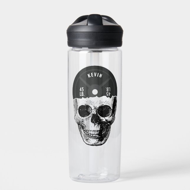 Weight Plate Skull Training Fitness Bodybuilding  Water Bottle (Front)