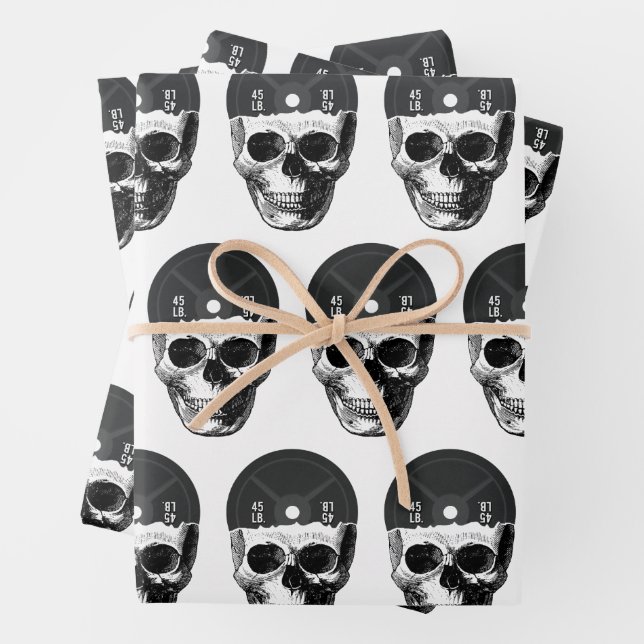 Weight Plate Skull Training Fitness Bodybuilding  Wrapping Paper Sheet (In situ)