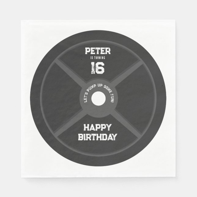 Weight Plate Training Fitness Gym Birthday Party Napkin (Front)