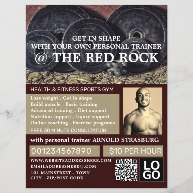 Weight Plates, Personal trainer, Gym Advertising Flyer (Front)