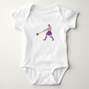 Weight Throw Highland Games Athlete Drawing Baby Bodysuit
