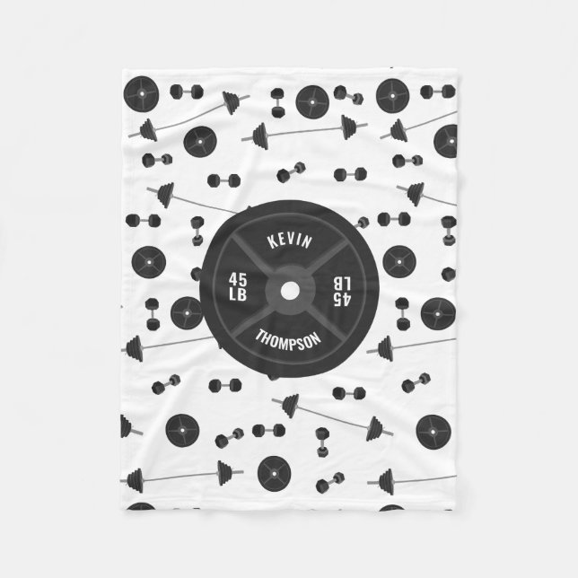 Weight Training Fitness Dumbbell Bodybuilding Name Fleece Blanket (Front)