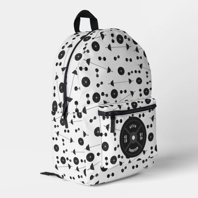 Weight Training Fitness Dumbbell Bodybuilding  Printed Backpack (Back Corner Left)