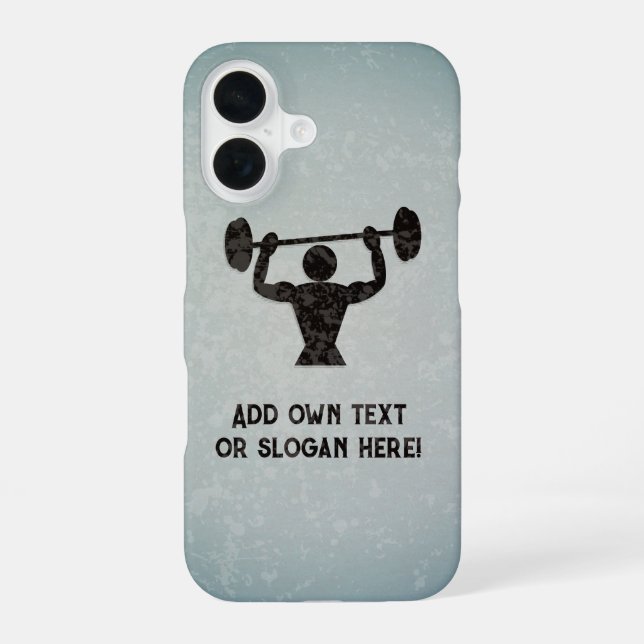 Weight Training - Galvanised Steel look - add text iPhone 16 Case (Back)