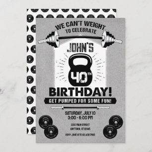 Weight Workout Fitness Crossfit 40th Birthday Invitation