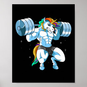 Weightlifing Barbell - Funny Unicorn Weightlifter  Poster