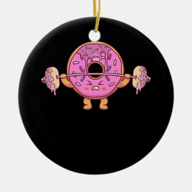 Weightlifing Barbell Funny Workout Gym Weightlifte Ceramic Tree Decoration (Front)