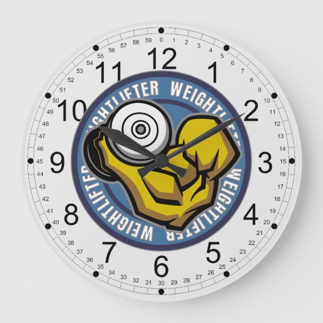 Weightlifter Barbell Curl Large Clock (Front)