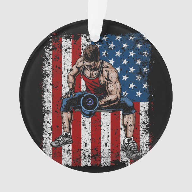 Weightlifter Dumbbell Fitness Ornament (Front)