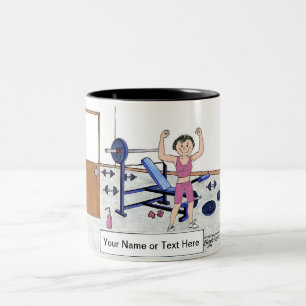 Weightlifter - Female, Personalised Cartoon   Two-Tone Coffee Mug