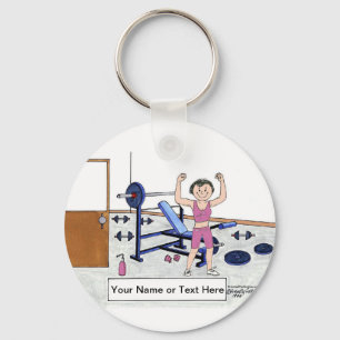 Weightlifter - Female, Personalized Cartoon Key Ring