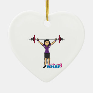Weightlifter Girl - Medium Ceramic Tree Decoration