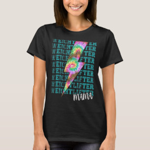 Weightlifter Mama Bolt Tie Dye Leopard Stacked Wor T-Shirt